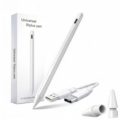Caneta Touch Universal Stylus para Tablet iPad Android - Premium Pencil Branca Duas Pontas
