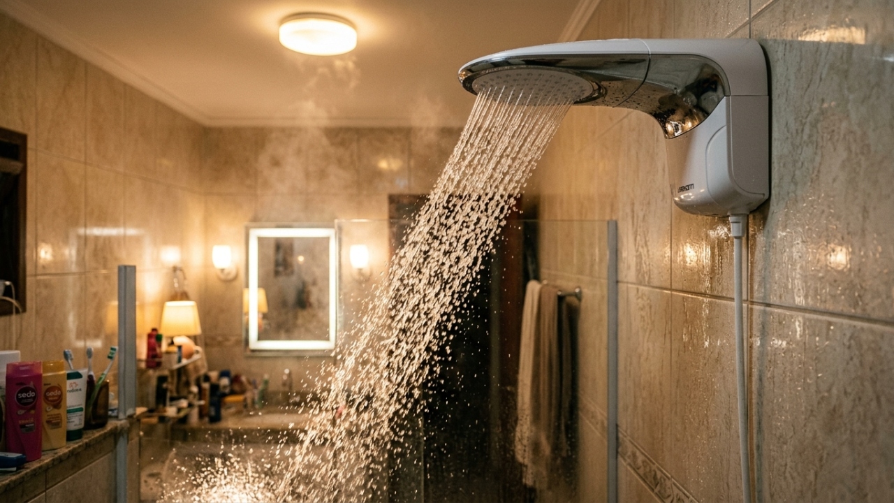 O chuveiro elétrico ligado por 8 minutos a 7.500 watts gasta o equivalente a deixar 100 lâmpadas LED de 10 W acesas por 1 hora, e reduzir o banho para 5 minutos corta 37,5% desse consumo
