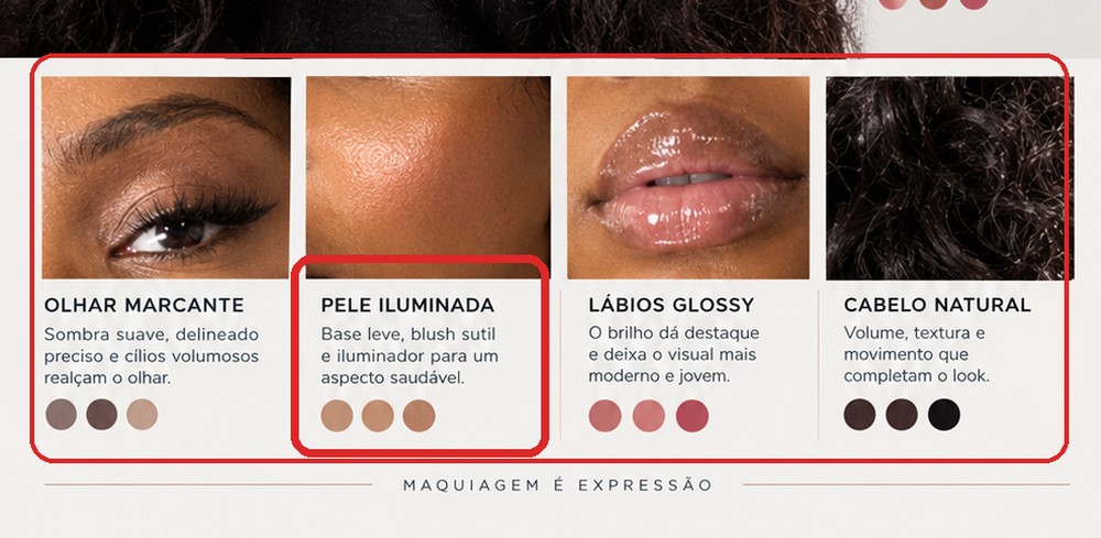Resultado traz sugestões estéticas, mas não apresenta categorias específicas para blush, contorno ou iluminador — Foto: Diedrich Bader/TechTudo