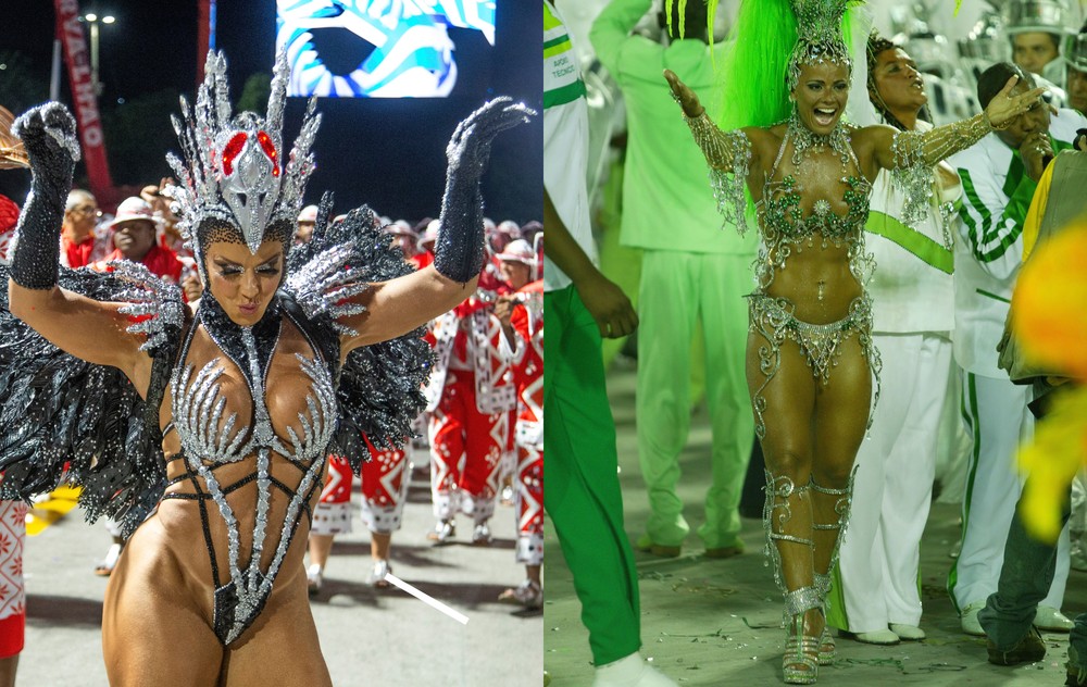 Atualmente no Salgueiro, Viviane Araújo já foi rainha de bateria da Mocidade — Foto: Domingos Peixoto e Leonardo Aversa