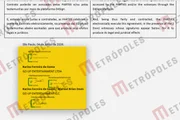 Detalhe da decisão de Flávio Dino mostrando o contrato entre a produtora do filme Dark Horse e o publicitário Marcello Lopes