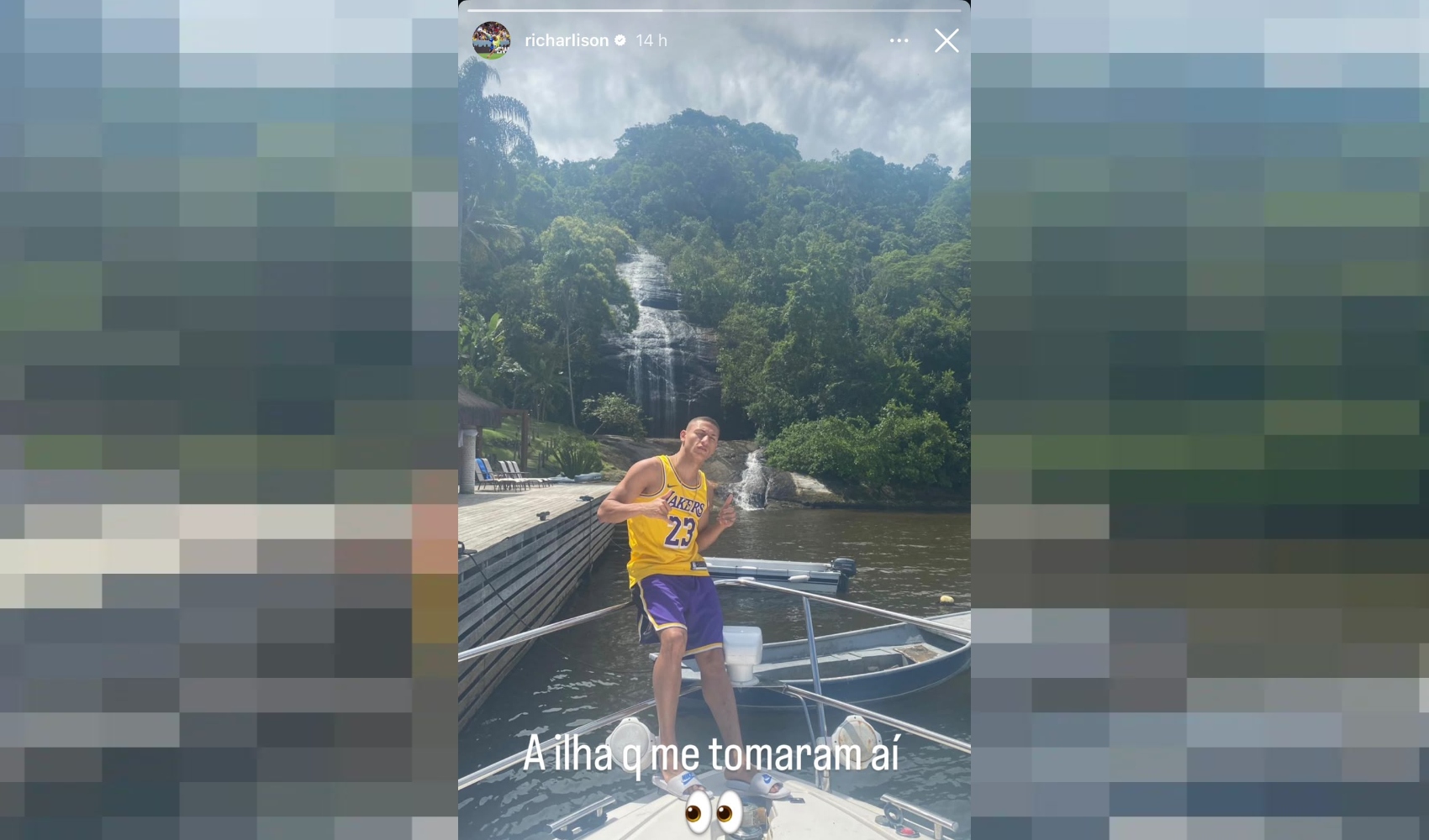 Imagem da matéria: Richarlison exibe área disputada com amigo de Flávio: "Ilha que me tomaram"