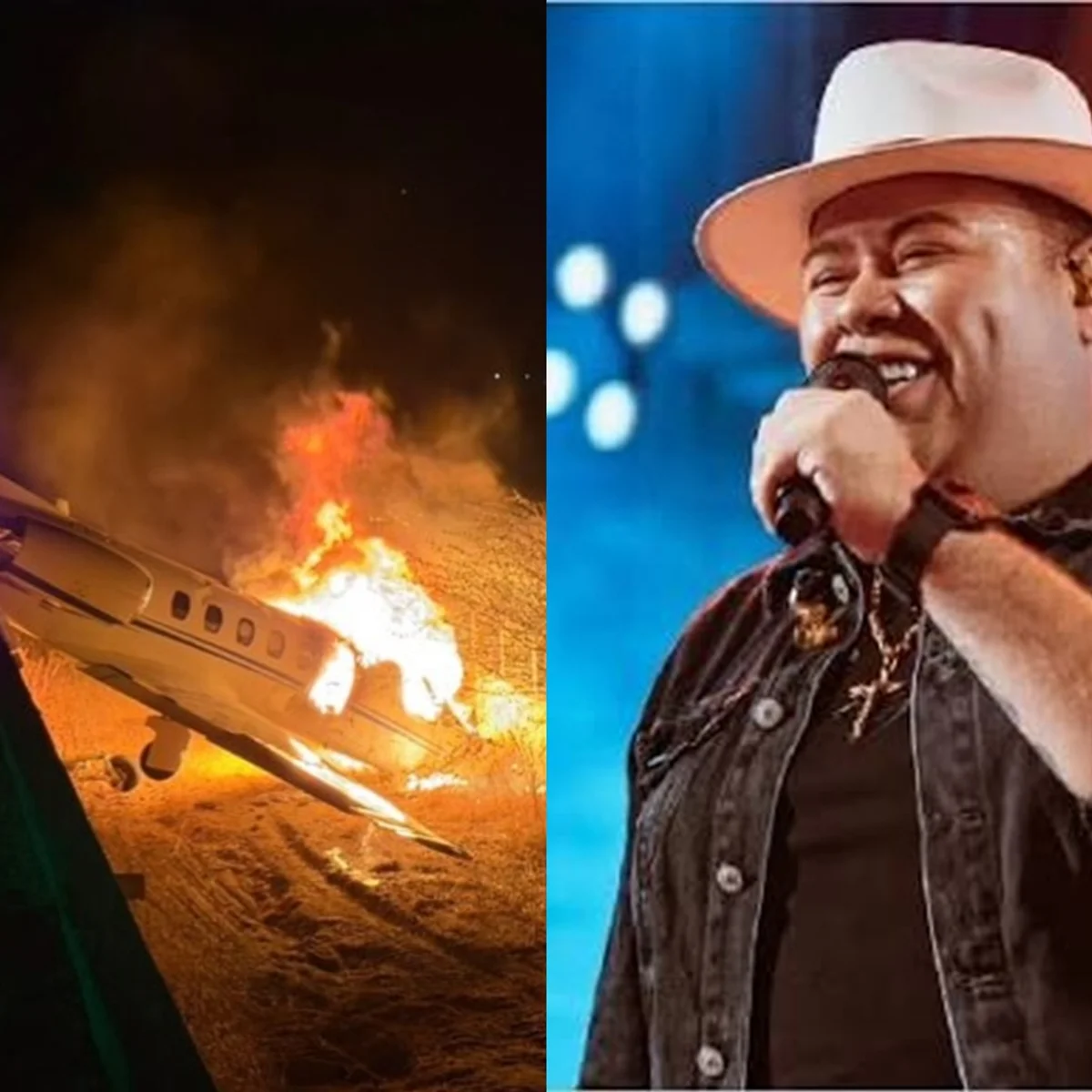Avião com cantor Rey Vaqueiro sai da pista e pega fogo no RN