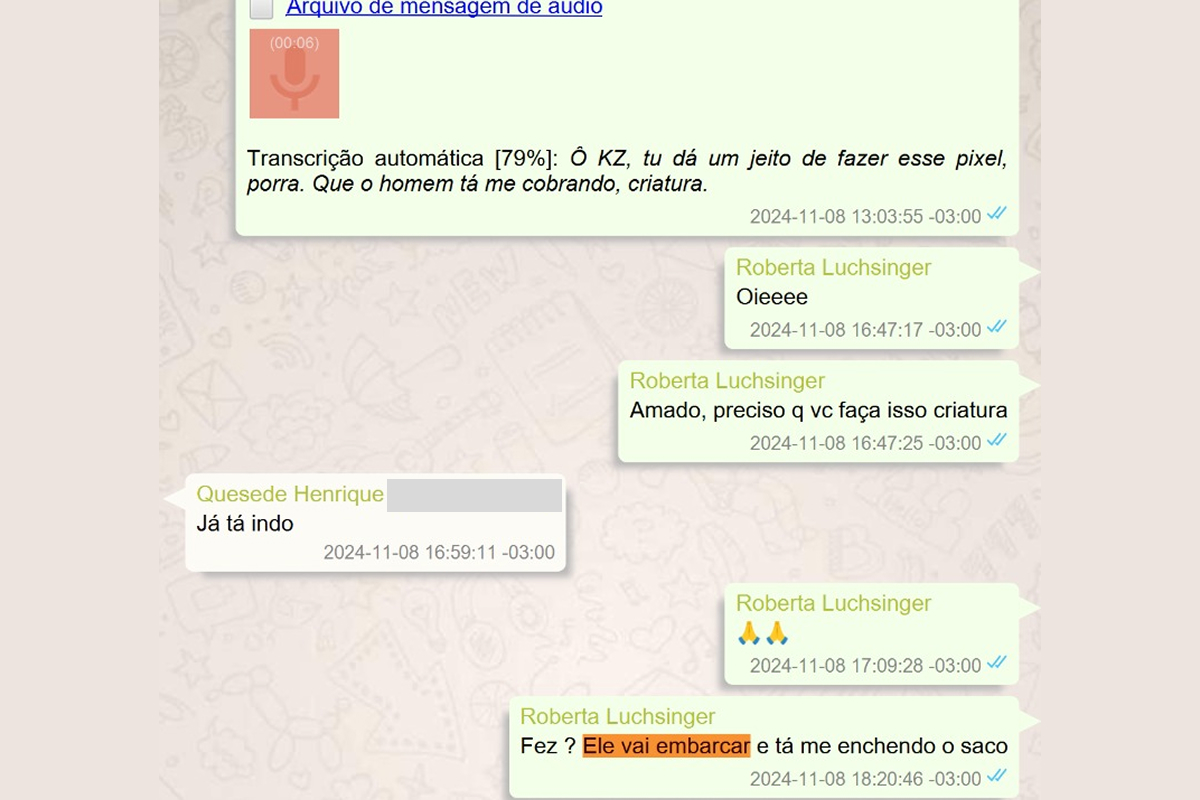 Trocas de mensagens de Roberta Luchsinger