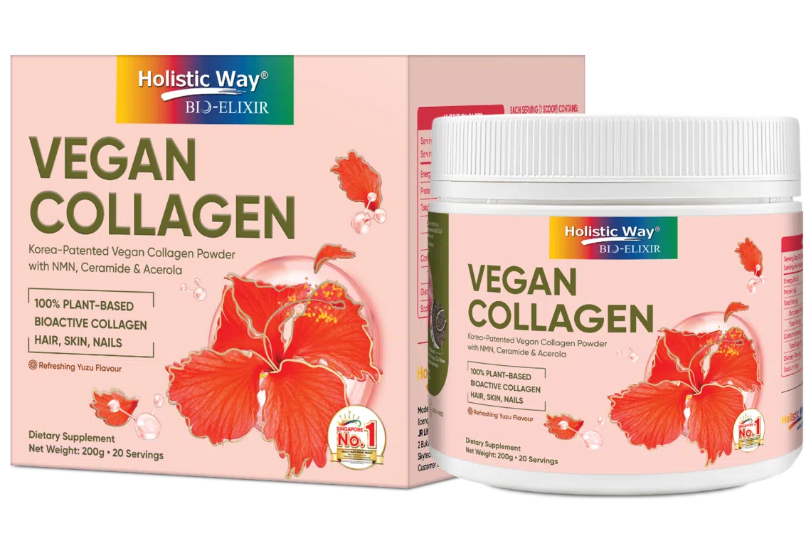 A tub of Holistic Way vegan collagen